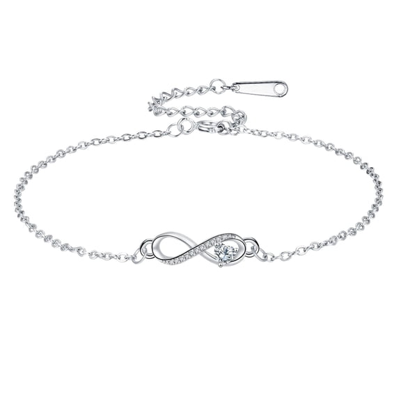 Rynsito Infinity Heart Birthstone Bracelet for Women 925 Sterling Silver Bracelet Jewelry Gifts for Mother Wife Girlfriend Her