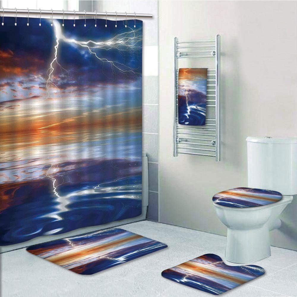Erehome Ning Over The Sea With Reflections Storm Mother Earth Zen Decor 5 Piece Bathroom Set Shower Curtain Bath Towel Bath Rug Contour Mat And Toilet Lid Cover Walmart Canada