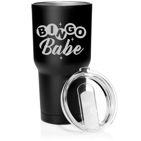 Smooth Body Tumbler Stainless Steel Vacuum Insulated Travel Mug Cup Gift Bingo Babe (30 oz, Matte Black)