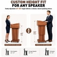 thumbnail image 6 of Vakiorn Mobile Wooden Podium 43 inch Height Adjustable Crank Handle Workbench Storage Privacy Baffles Lockable Casters for Church School Speech, 6 of 7