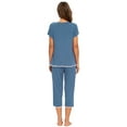 thumbnail image 4 of MINTLIMIT Women's Short Sleeve Tops and Capri Pants Solid Pajama Sets, 4 of 5