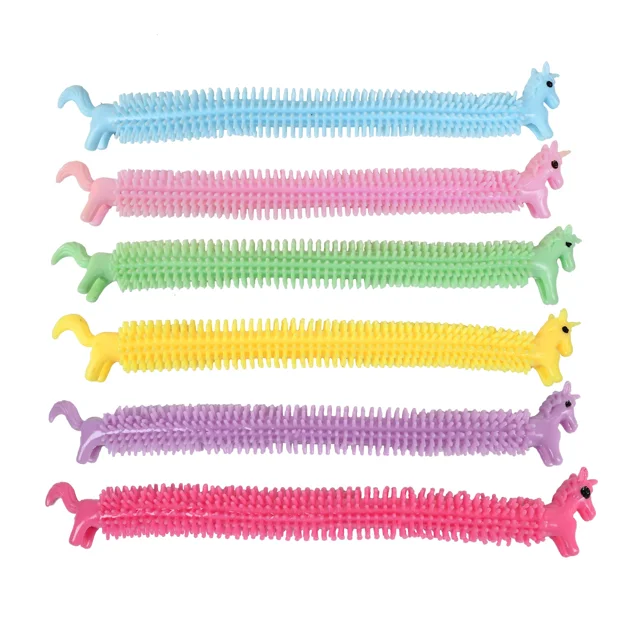 6 unids/lote Mini fideos cuerda elástica TPR cuerda juguetes antiestrés mano fidget juguetes pack unicornio Squish sensorial autismo ventilación para chico JM