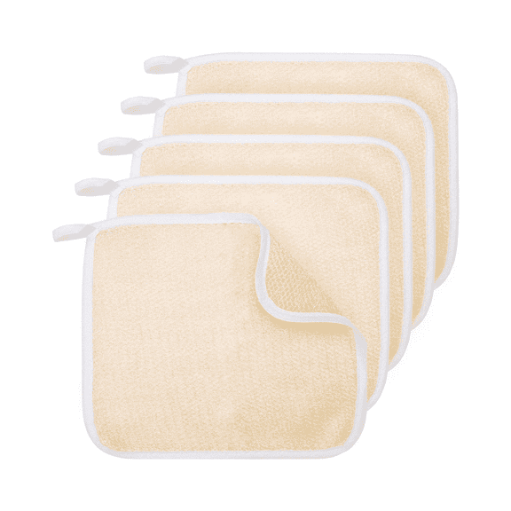 5Pcs Exfoliating Washcloth,Dual-Sided Nylon Face Wash Cloth for Gentle Exfoliation Bathing and Massage