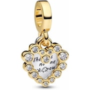 Pandora Sparkling Heart Double Dangle Charm Sterling silver 14k gold plating