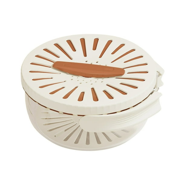 Cesta de drenaje y conservación 2 en 1 | Tapa giratoria para lavar y almacenar | Escurridor de frutas y verduras de plástico con asa plegable | Cesta para fregadero de cocina para limpiar, filtrar y