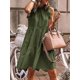 thumbnail image 3 of Mini vestido de mujer con volantes y cuello redondo sin mangas con lunares vestido de túnica plisada Abanopi Verde oscuro/Medio, 3 of 7