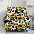 thumbnail image 2 of LedBack Sunflower Cow Print Recliner Slipcover Stretch Reclining Chair Covers 4 Pieces Washable Elastic Couch Cover with Pocket for Living Room, 2 of 8