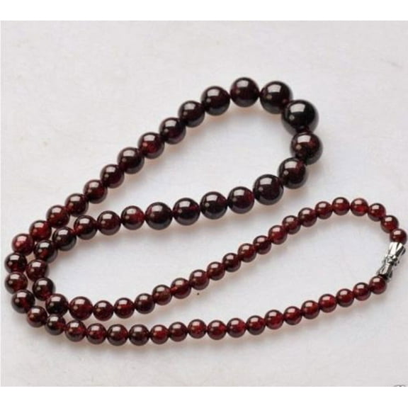Natural Red Garnet Round Beads Necklace 18 Inch Birthstone Jewelry Garnet Beads