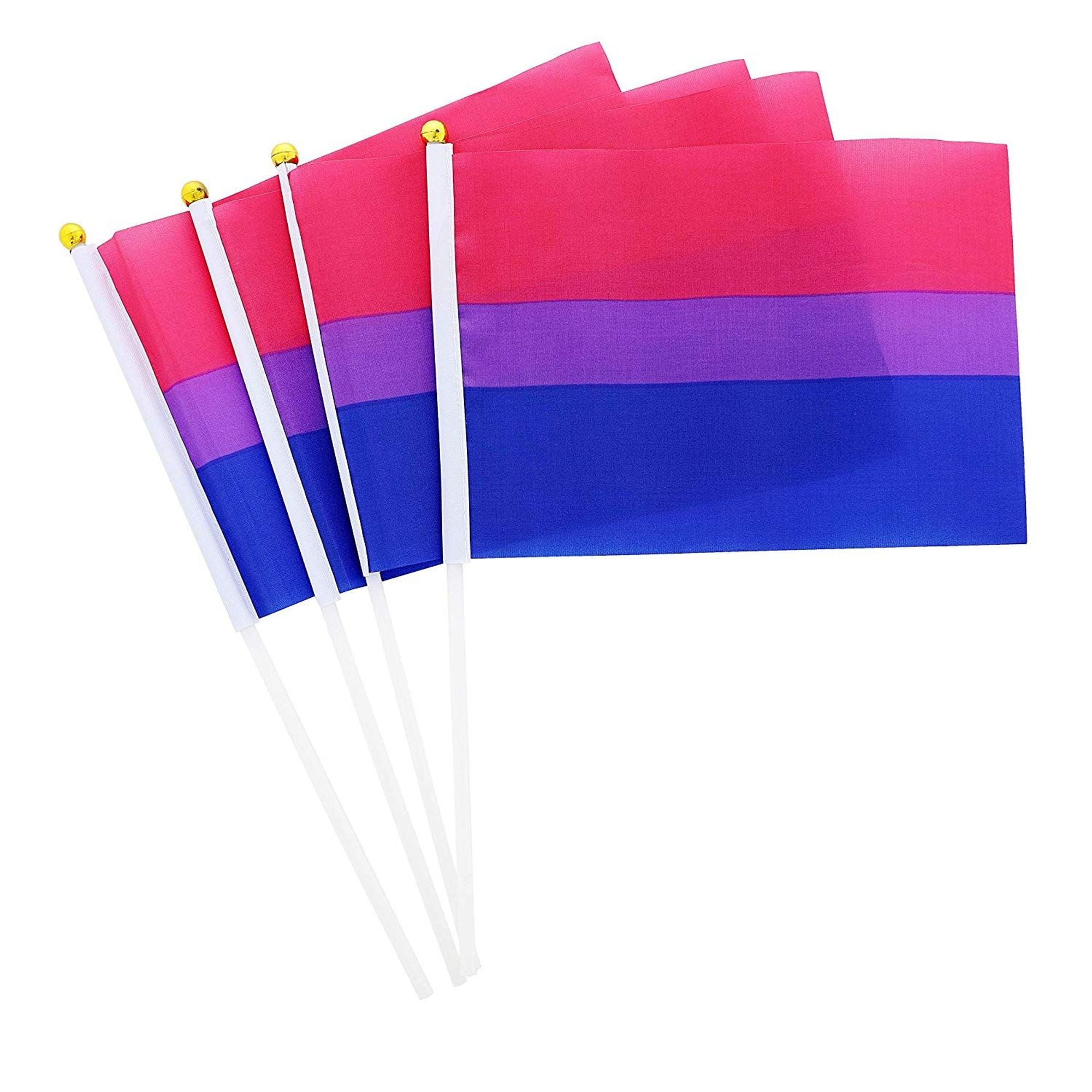 60 Pack Bisexual Handheld Pride Flags LGBTQ Accessory, 8.3 x 5.5 inch