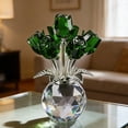 thumbnail image 3 of Color Rose Flower Crystal Figurine with Vase, Bouquet Flowers Ornament Gifts for Wife Women, Handmade Crystal Flower Collectible Home Table Decor ​for Valentine's Day Anniversary(Green,3x1.5x4.1"), 3 of 7
