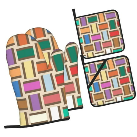 

ZICANCN Oven Mitts and Pot Holders Sets Colorful Chevron Patchwork Baking Sets Kitchen Heat Resistant 4 Pieces