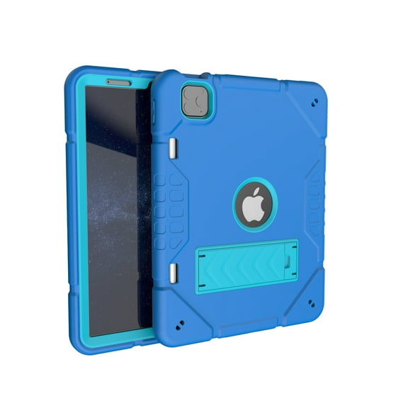 Allytechgroup Case for Apple iPad Air 11 Inch M4 M3 M2 2026/2025/2024, Rugged Tablet Case with Kickstand Pencil Holder Logo Hole Kids Friendly TPU   PC Cover, Blue