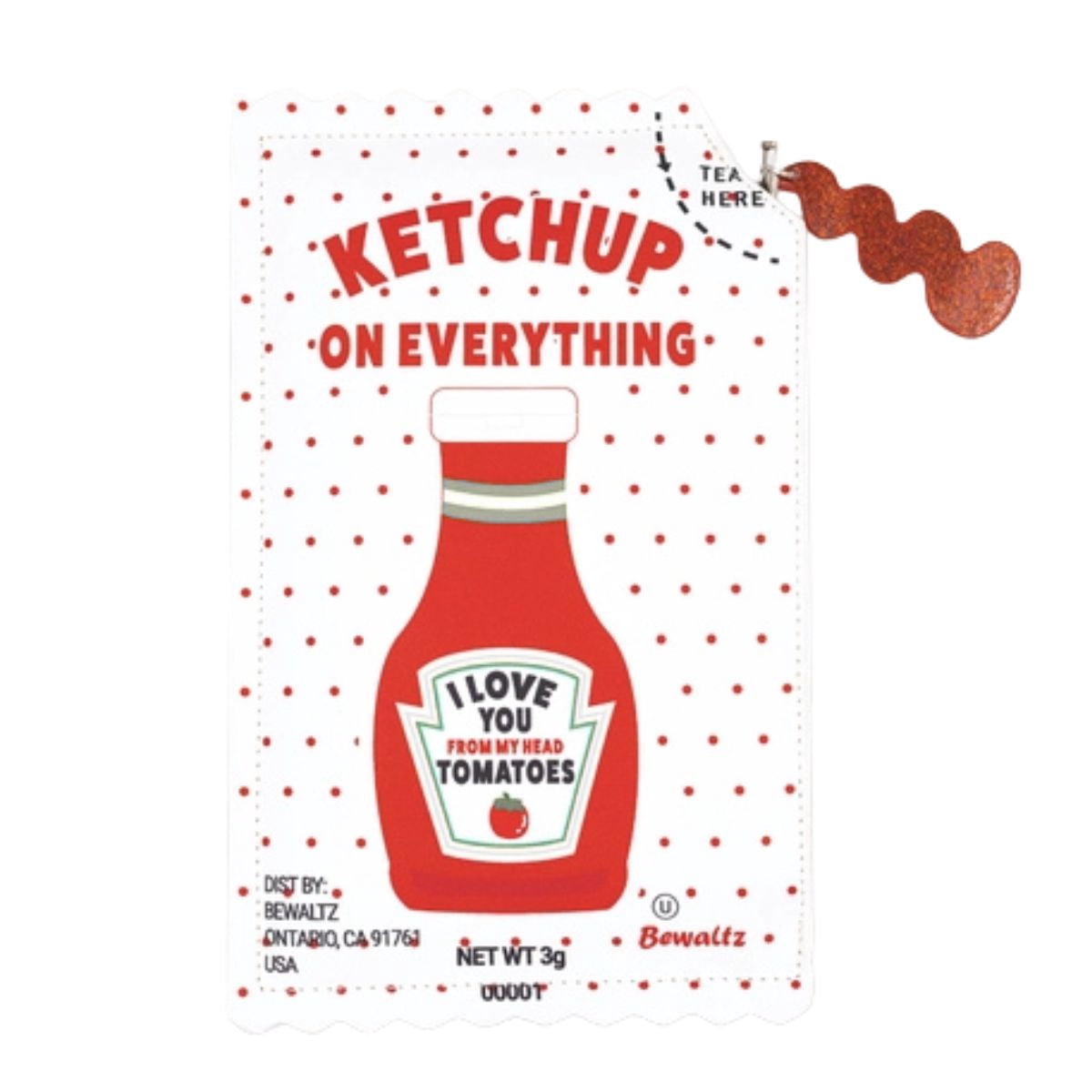Ketchup Sauce Packet Crossbody Bag for Women – Novelty Food Inspired PU Leather Cute Purse, Trendy Statement Handbag
