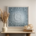 thumbnail image 3 of DecMode Metal Farmhouse Carved / Scrollwork Detailed Floral Wall Decor 33"W x 34"H, Washed Blue / Turqoise Finish with White Wooden Frame, 3 of 15