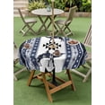 thumbnail image 4 of Outdoor Tablecloth with Umbrella Hole for Patio/Picnic/Party/Camping, Navy Blue Boho Waterproof Table Cloth Round Cover Washable, Vintage Abstract Art Ethnic Tribe (Dia 60"), 4 of 8