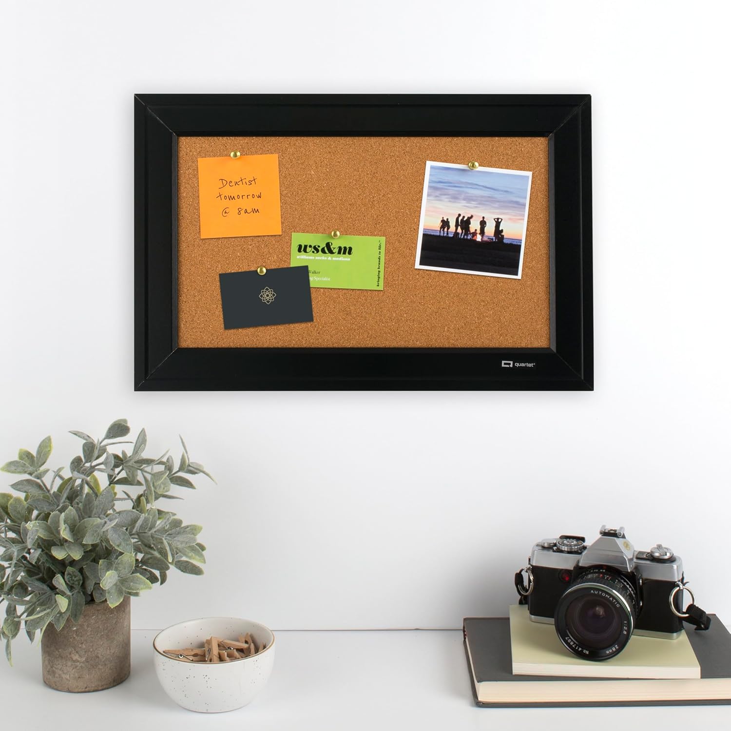 Cork Bulletin Board, Framed Corkboard, 11” x 17”, Black Frame, Message Board (79279)