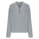 thumbnail image 5 of Suéter de cuello en V para mujer, suéter de punto con solapa, suéter holgado informal de color sólido, top de manga larga, suéter de cuello en V, blusa para mujer, 5 of 8