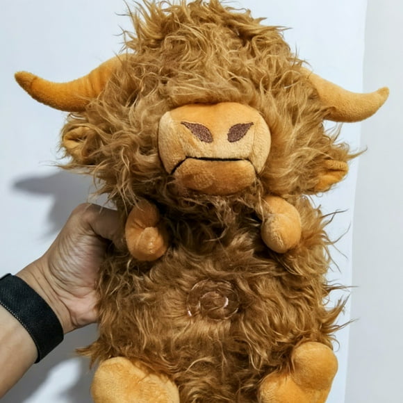 Highland Cow Stuffed Animals,Animal Farm Cow Toy,Breathing Stuffed Animals with Realistic Breathing AndMusic,Soft Comfortable Plush Figure Toy,Simulation Cow Stuffed Doll Accompany Anime Plush Toy