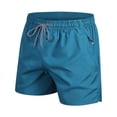 thumbnail image 6 of CIENVNSTG Men's Quick-Dry Beach Shorts Length Drawstring Waist with Zipper Pockets Lightweight Breathable Swim & Athletic Shorts Blue L, 6 of 6