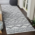 thumbnail image 1 of Geometric Stripe Plush Polypropylene Indoor Shag Runner Rug - 2’ 7” x 8', Black-Cream, 1 of 10
