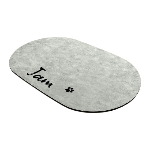 Dog Food Mat 15.75 in x 11.8 in Absorbent Quick-Drying Polyester Pet Feeding Mat with Non-Slip Rubber Base