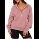 thumbnail image 2 of Sudadera con Capucha de Otoño para Mujer, Sudadera Corta de Larga con Media Cremallera, Jersey de Invierno, Ropa de Moda Rosa XL, 2 of 10