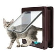 thumbnail image 4 of Porte Rabattable pour Chat, 4 Modes de Commutation Porte Rabattable Étanche en Plastique Transparent pour Maison pour Intérieur et Extérieur Blanc, Marron, 4 of 7