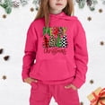 thumbnail image 2 of Girls' Hooded Sweatshirt Two-Piece Set - Girls Long Sleeve Hoodie Top Print Pant Set Kids Holiday Outfit Bundle (Hot Pink,2-3 Years), 2 of 4