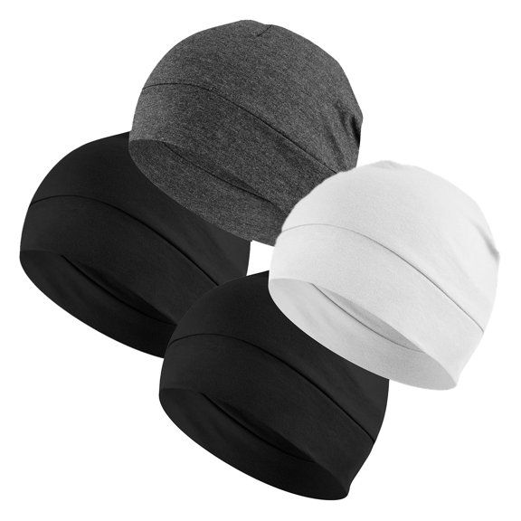 SHILINLANG Cotton Skull Caps for Men Women,2-Pack Lightweight Beanie Sleep Hats Breathable Helmet Liner