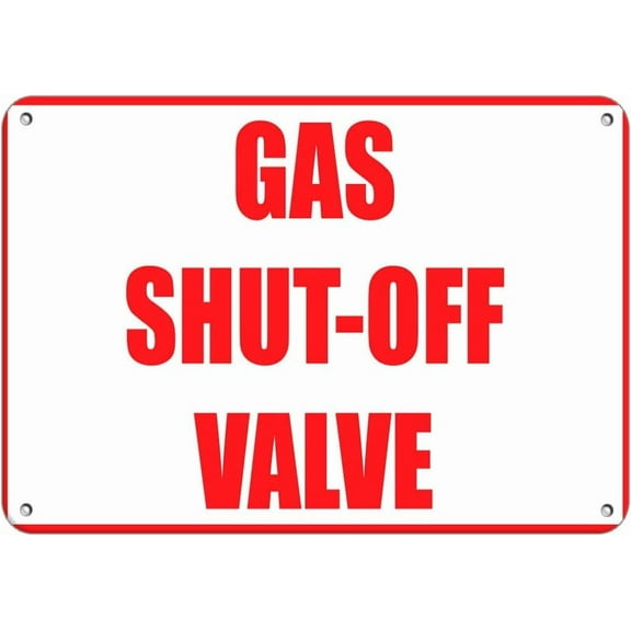 Aluminum Horizontal Metal Sign Multiple Sizes Gas Shut Off Valve Hazard Emergency White Shutoff with Border Weatherproof Street Signage 10x7Inches