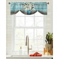 thumbnail image 3 of White Magnolia Flower Vintage Wood Grain Window Valance Curtain Kitchen Cafe Short Curtains Living Room Tie-Up Valance Curtain, 3 of 6