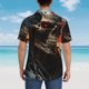 thumbnail image 4 of Fotbe Cyberpunk Skull American Flag Camisa Hawaiana para Hombre Unisex – Camisa Casual de Verano con Botones de Manga Corta de Algodón y Lino,Medium, 4 of 7