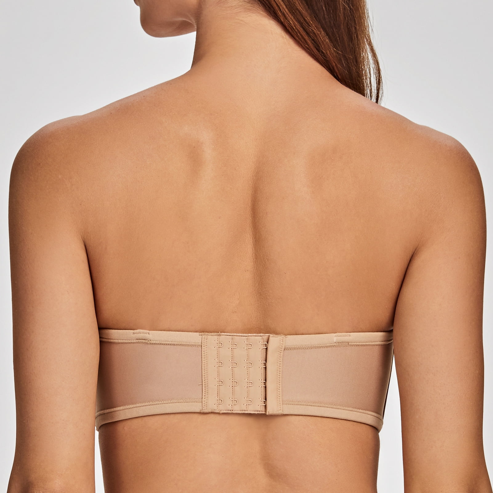 MELENECA Women's Strapless Bra for Large Bust Back Smoothing Plus Size with Underwire Almond 38E