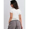 thumbnail image 3 of Womens Short Sleeve Slim Fit Crop Top Going Out Tight-Shirts Summer Basic Tees, 3 of 4
