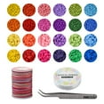 thumbnail image 2 of DIY Heishi Preppy Bracelet Making Kit, Including Round Glass Seed & Polymer Clay Disc Beads, Tweezers, Elastic Thread, Polyester Thread, Mixed Color, Beads: 5724pcs/set, 2 of 6