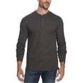 thumbnail image 2 of Camiseta henley de punto waffle resistente a la intemperie para hombre, gris, mediana Weatherproof henley, 2 of 2