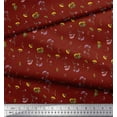 thumbnail image 3 of Soimoi Red Cotton Poplin Fabric Leaves & Floral Watercolor Print Fabric by The Yard 42 Inch Wide, 3 of 3