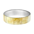 thumbnail image 4 of Stunning Iridescence Yellow & White Mother of Pearl Shell Bangle Bracelet, 4 of 5