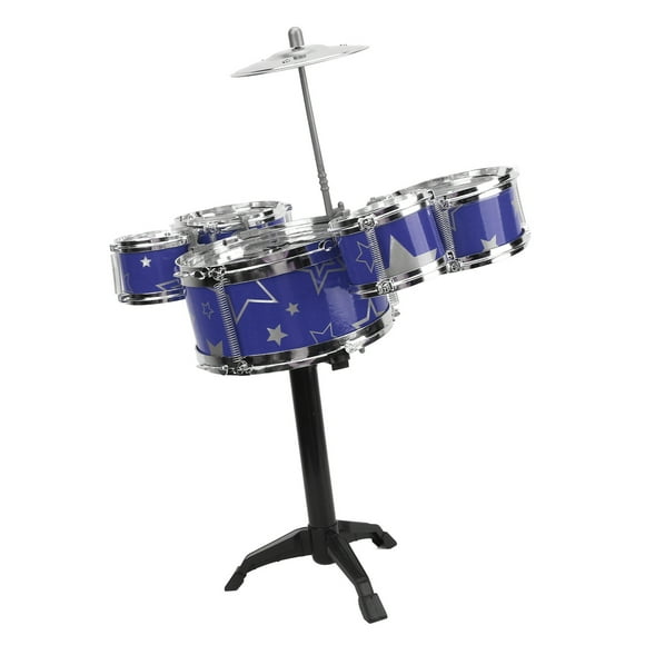 Kids Drum Set, Toddler Jazz Drum Kit 5 Drums 1 Cymbal Hand Eye Coordination  for Home Blue