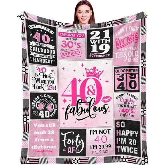 LHSHID 40th Birthday Gifts for Women 40 Year Old Birthday Gifts for Women 40th Birthday Throw Blanket Funny 40 Birthday Gift Ideas Turning 40 Birthday Decorations for Woman Unique 30"x40"