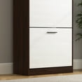 thumbnail image 4 of MAYEERTY Narrow Shoe Storage Cabinet with 3 Flip Drawers, Freestanding Organizer for Entryway, Walnut, 4 of 6