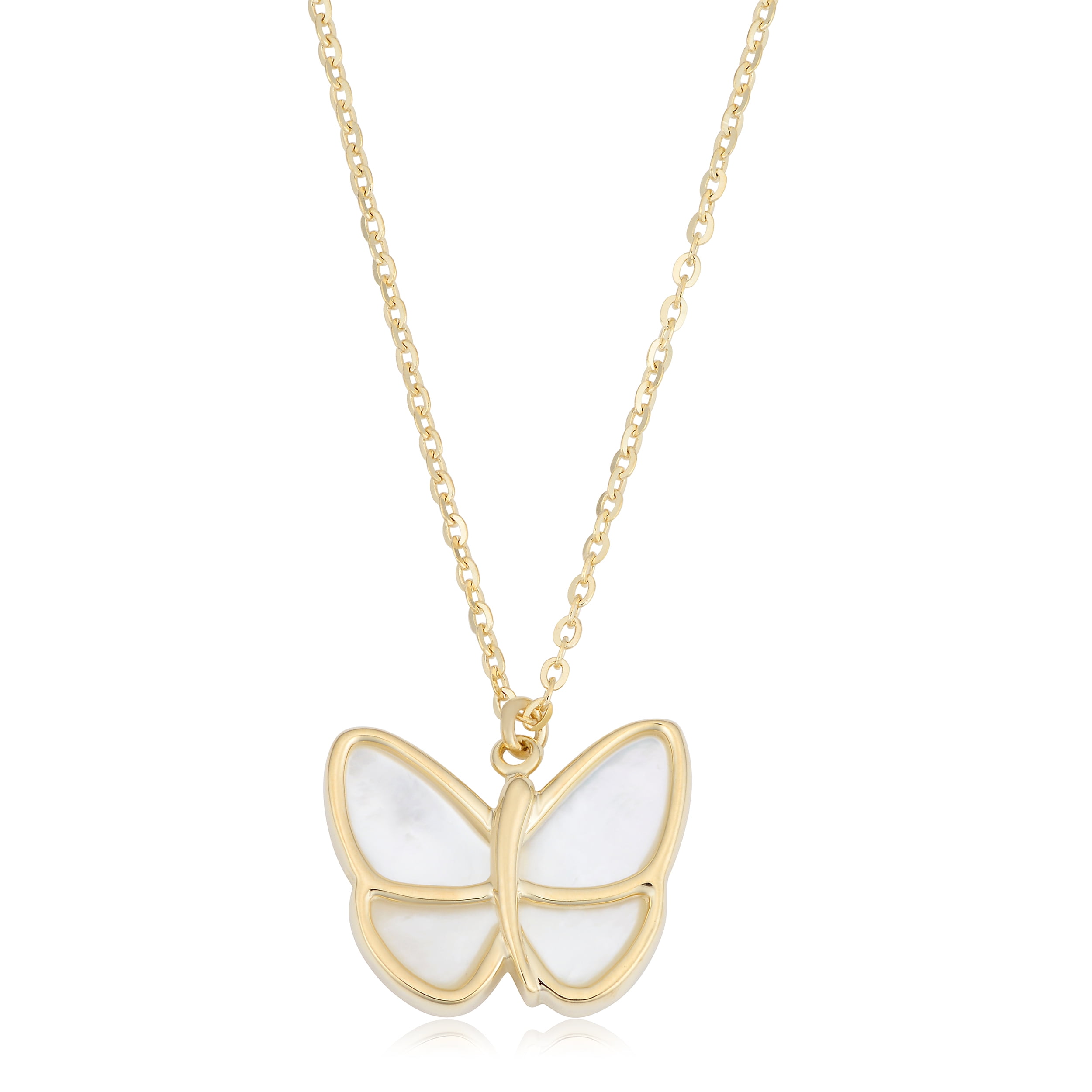 Jewelry Affairs 14K Yellow Gold Mother Of Pearl Butterfly Pendant