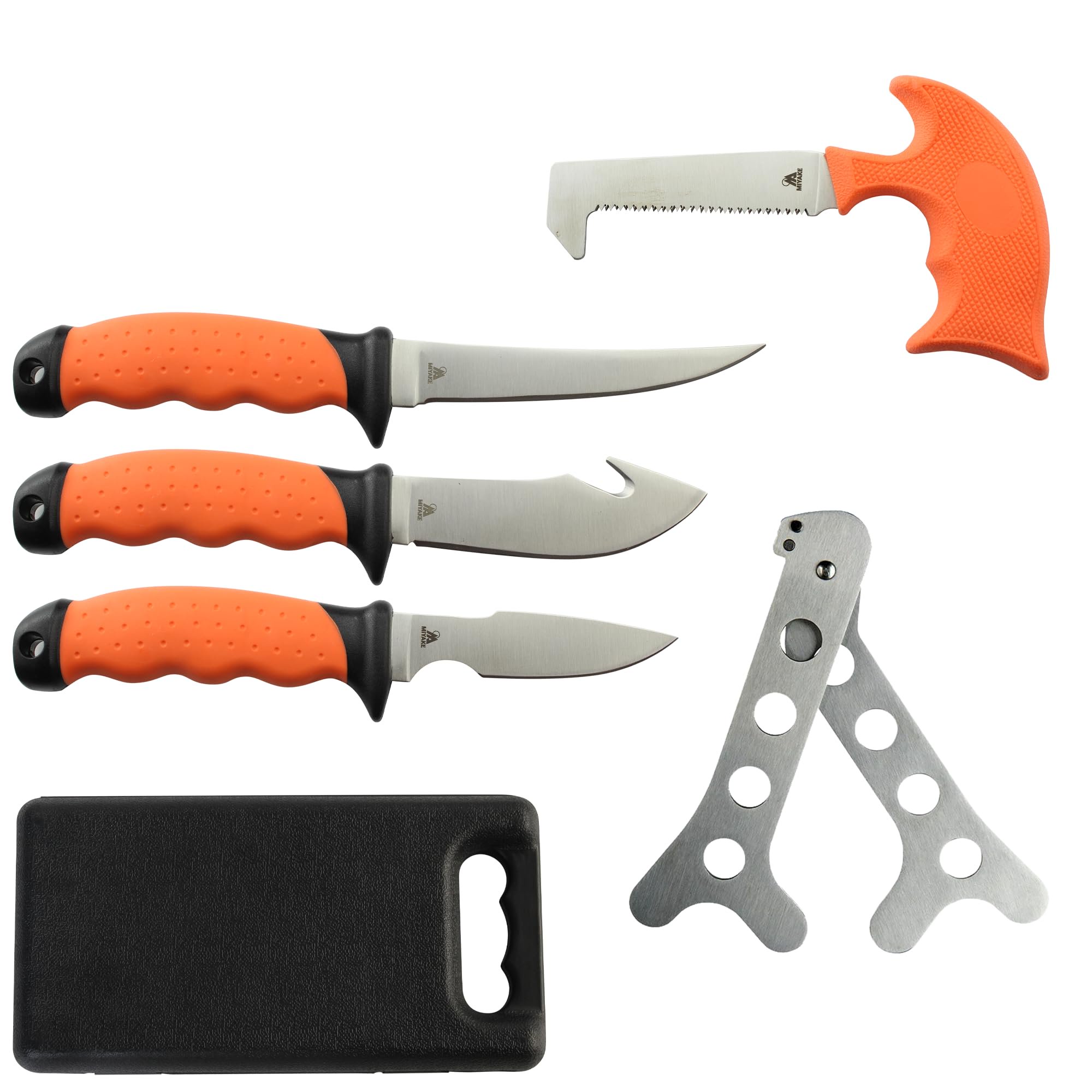 Miyake 7-Piece Deer Hunting Knife Set with Gut Hook Bone Saw & Hard Case