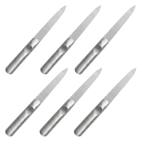 ROSEXIXI stainless steel Nail File 6Pcs Stainless Steel Manicure Tools Heavy Duty Double Sided Metal Shaper 4.57in Etched Hand Pedicure Treatment for Professional Tech Home DIY Use