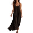 thumbnail image 2 of Aimik Women's Loose Flowy Maxi Dress Summer Spaghetti Strap V Neck Solid Maxi Dress Lightweight Beach Vacation Long Sundress, 2 of 5