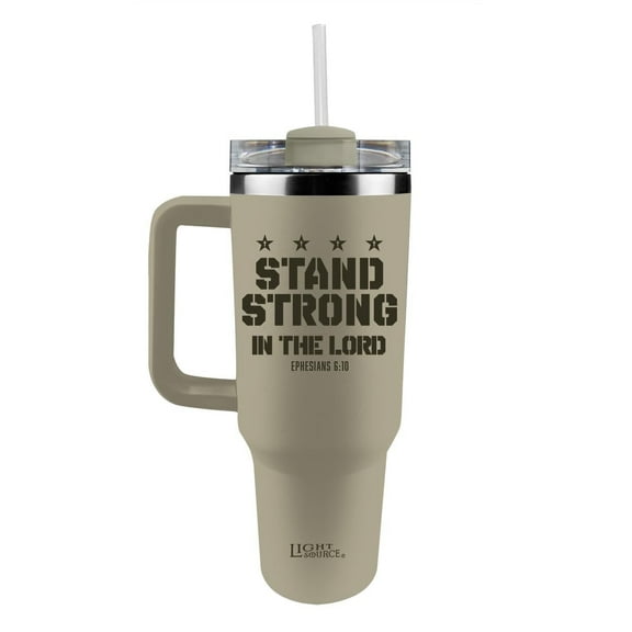 Light Source 40 oz Stainless Steel Mug With Straw Stand Strong