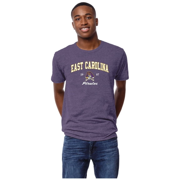 Men's League Collegiate Wear Heather Purple ECU Pirates Victory Falls Tri-Blend T-Shirt
