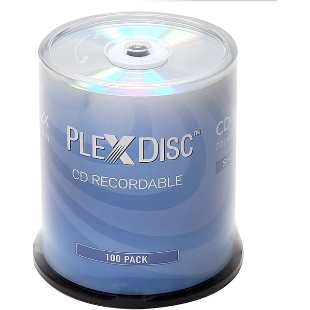 PlexDisc CD-R 700MB 52X Disque Multimédia Enregistrable Argenté Brillant - 100pk Broche 631-105-BX, 100 Disques