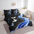 thumbnail image 3 of Homewish Romantic Butterfly Bedding Comforter Set 7pcs, Black Blue Marbling King Bedding Sets, Modern Fashion Artwork Reversible Bed Sheets, Lightweight Room Decor, 3 of 7