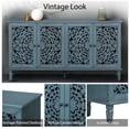 thumbnail image 3 of Aukfa 60" Antique Buffet Cabinet with Floral Carved Doors, Solid Wood Sideboard TV Stand for Kitchen Dining Living Room,Blue, 3 of 8
